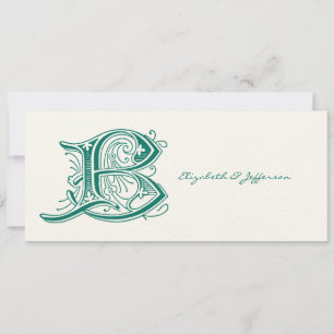 Flourish Aqua Letter B Monogram Invitation