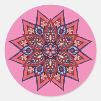 Flourish  Boho Mandala Classic Round Sticker