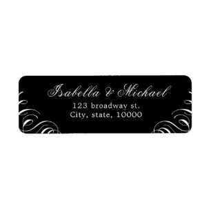 Flourish calligraphy vintage return address label