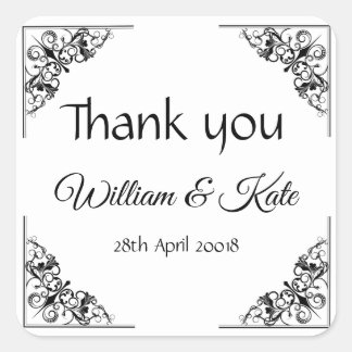 Flourish Corners Wedding thank you labels stickers