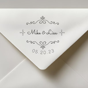 Flourish  Couple Names Wedding Save the Date Self-inking Stamp