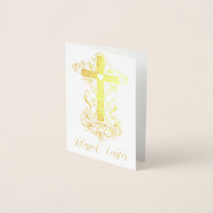 Flourish cross Easter Foil Card