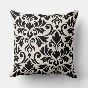 Flourish Damask Art I 2Way Black + Cream Cushion