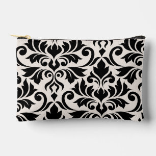 Flourish Damask Art I Black on Cream Accessory Pouch