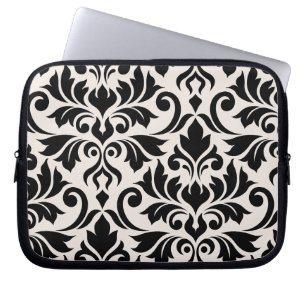 Flourish Damask Art I Black on Cream Laptop Sleeve