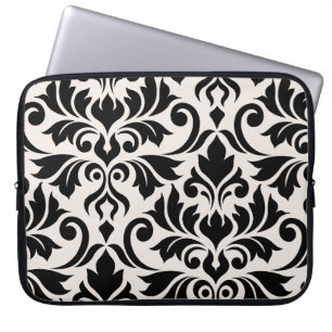 Flourish Damask Art I Black on Cream Laptop Sleeve