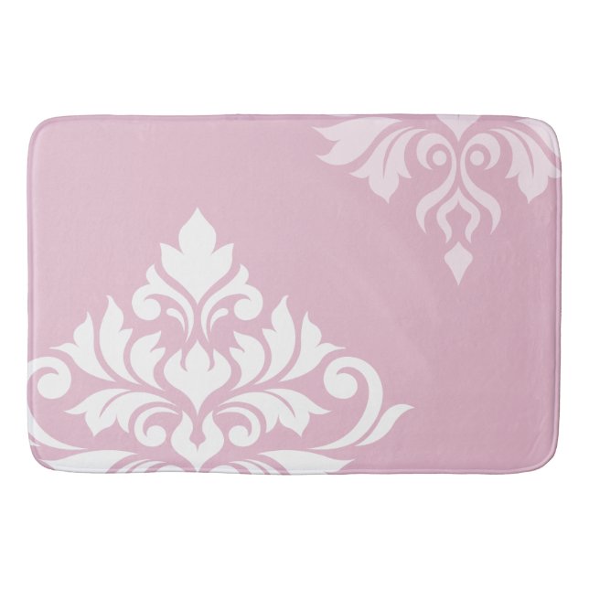 Flourish Damask Art II Pinks & White Bath Mat (Front)