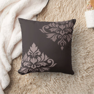 Flourish Damask Art II Taupes Cushion