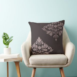 Flourish Damask Art II Taupes Cushion