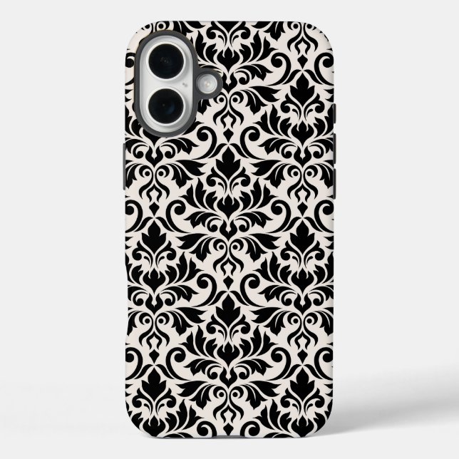 Flourish Damask Big Pattern Black on Cream Case-Mate iPhone Case (Back)