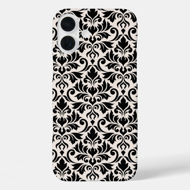 Flourish Damask Big Pattern Black on Cream Case-Mate iPhone Case (Back)