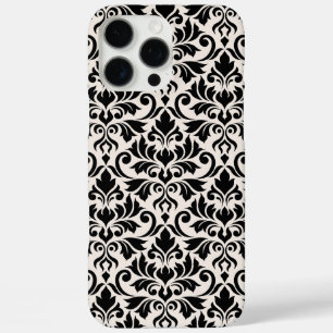 Flourish Damask Big Pattern Black on Cream iPhone 16 Pro Max Case
