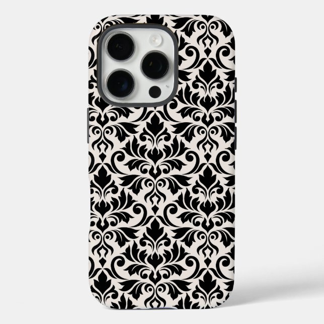 Flourish Damask Big Pattern Black on Cream Case-Mate iPhone Case (Back)