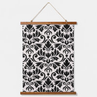 Flourish Damask Lg Pattern Black on Cream