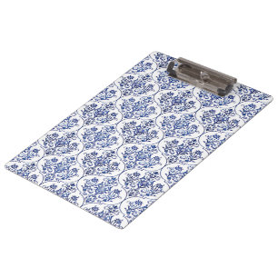 Flourish Damask Pattern - blue Clipboard