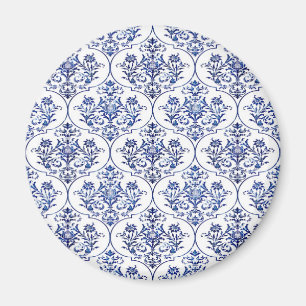 Flourish Damask Pattern - blue Magnet