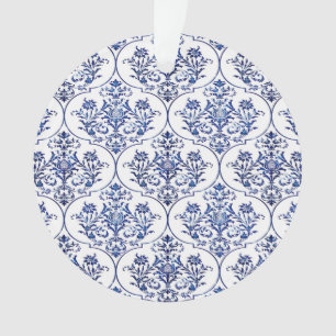 Flourish Damask Pattern - blue Ornament