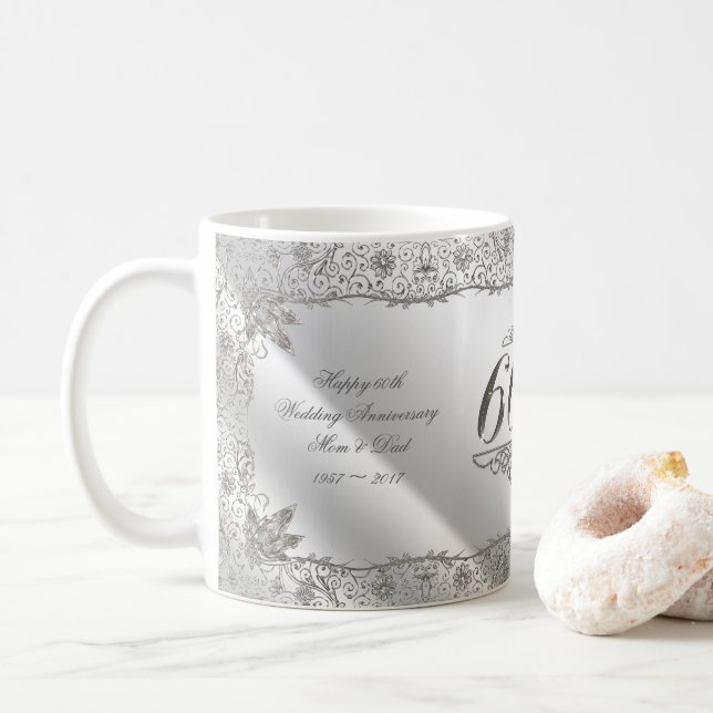 Flourish Diamond 60th Anniversary Coffee Mug (With Donut)