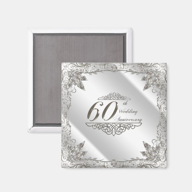 Flourish Diamond 60th Wedding Anniversary Magnet (Front/Back)
