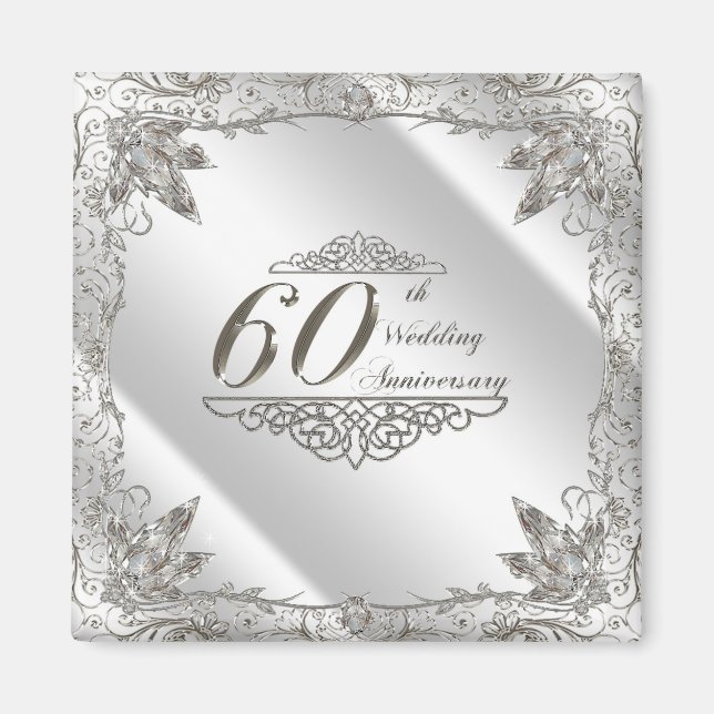 Flourish Diamond 60th Wedding Anniversary Magnet (Front)