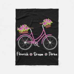 Flourish Dream Thrive Floral Bike Bicycle Subtle 8 Fleece Blanket