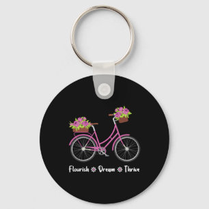 Flourish Dream Thrive Floral Bike Bicycle Subtle 8 Key Ring