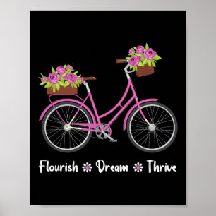 Flourish Dream Thrive Floral Bike Bicycle Subtle 8 Poster