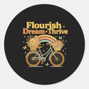 Flourish Dream Thrive Floral Bike Subtle 8647 Trum Classic Round Sticker