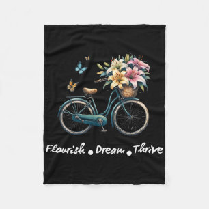 Flourish Dream Thrive Floral Bike Subtle 8647 Trum Fleece Blanket
