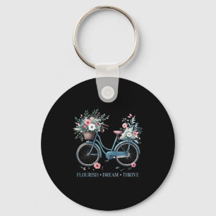 Flourish Dream Thrive Floral Bike Subtle 8647 Trum Key Ring