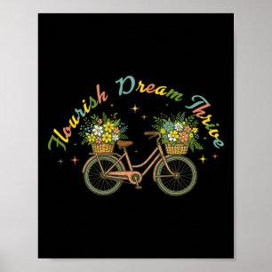 Flourish Dream Thrive Floral Bike Subtle 8647 Trum Poster