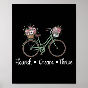 Flourish Dream Thrive Floral Bike Subtle 8647 Trum Poster