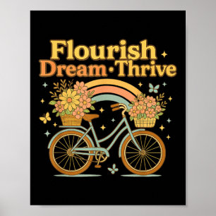 Flourish Dream Thrive Floral Bike Subtle 8647 Trum Poster