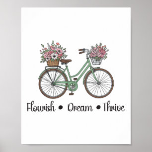 Flourish Dream Thrive Floral Bike Subtle 8647 Trum Poster