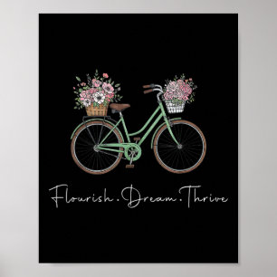 Flourish Dream Thrive Floral Bike Subtle 8647 Trum Poster