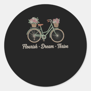 Flourish Dream Thrive Floral Bike Trump Subtle Res Classic Round Sticker