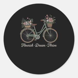 Flourish Dream Thrive Floral Bike Trump Subtle Res Classic Round Sticker