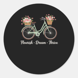 Flourish Dream Thrive Floral Bike Trump Subtle Res Classic Round Sticker