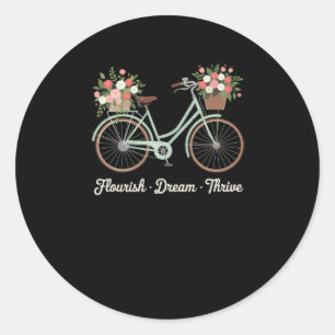 Flourish Dream Thrive Floral Bike Trump Subtle Res Classic Round Sticker