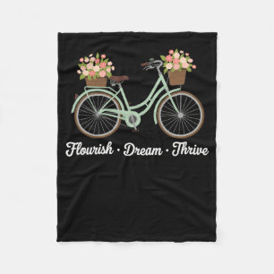 Flourish Dream Thrive Floral Bike Trump Subtle Res Fleece Blanket