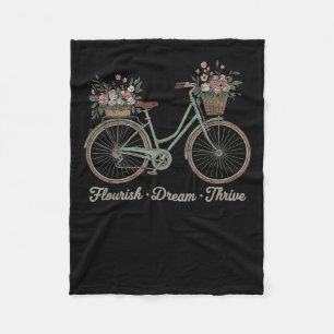 Flourish Dream Thrive Floral Bike Trump Subtle Res Fleece Blanket