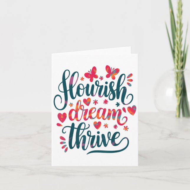 Flourish Dream Thrive Motivational  Card (Front)