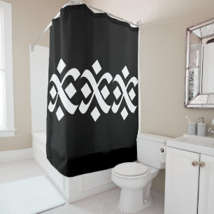 Flourish Elegant Black and White Shower Curtain