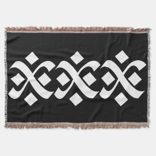 Flourish Elegant Black and White Throw Blanket