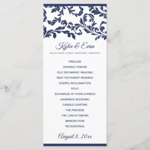 Flourish Elegant Wedding Program   Navy Blue