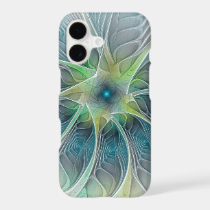 Flourish Fantasy Modern Blue Green Fractal Flower