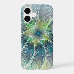 Flourish Fantasy Modern Blue Green Fractal Flower