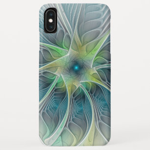 Flourish Fantasy Modern Blue Green Fractal Flower iPhone XS Max Case