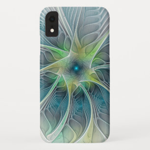 Flourish Fantasy Modern Blue Green Fractal Flower iPhone XR Case