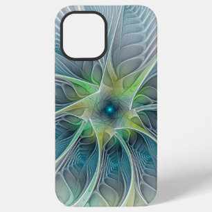 Flourish Fantasy Modern Blue Green Fractal Flower iPhone 12 Pro Max Case